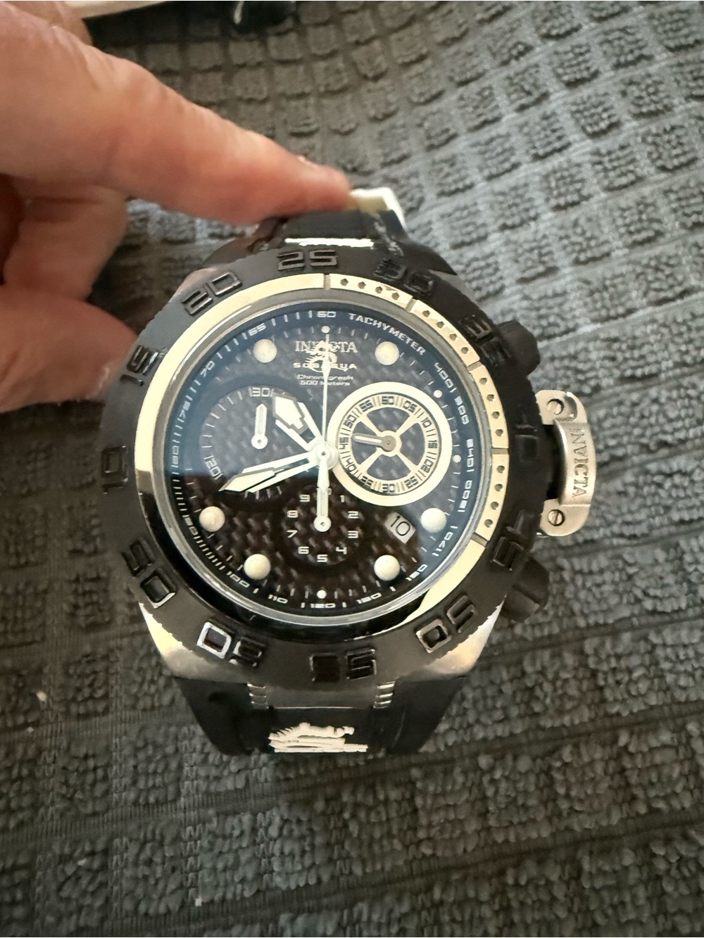 Invicta Black and Silver Chronograph Dive-Style Watch